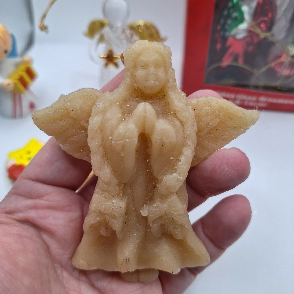 Lot of 5 Angel Theme Christmas Ornaments Vintage Wax Wood‎ & Glass